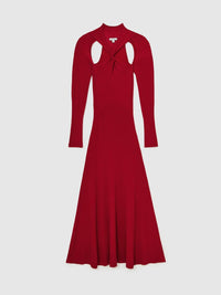 Reiss Vivienne Cut Out Knitted Dress in red - women's dress - view 5