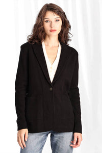 Minnie Rose - Cotton Blend Fitted Blazer