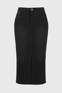 Joseph Ribkoff - Classic Denim Pencil Skirt With Rhinestones