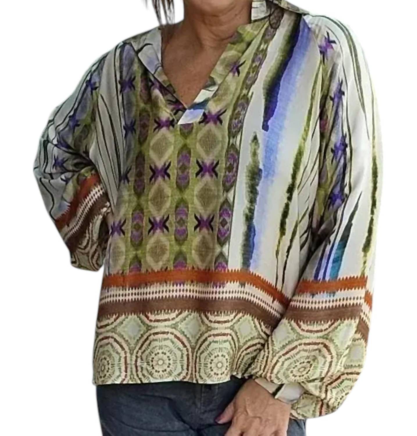 Tempo Paris - Poet Sleeve V-neck Top