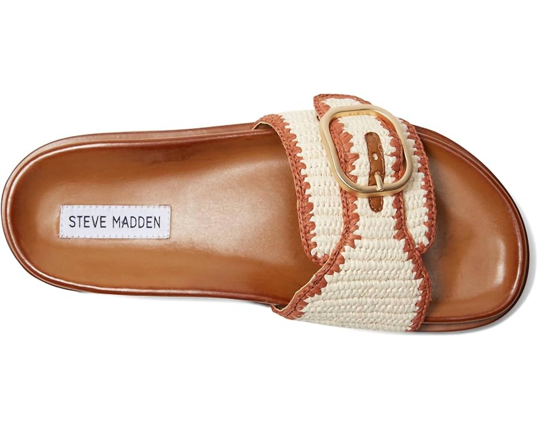 STEVE MADDEN Women's Memphis Sandal in cognac multi - women's sandal - detail view