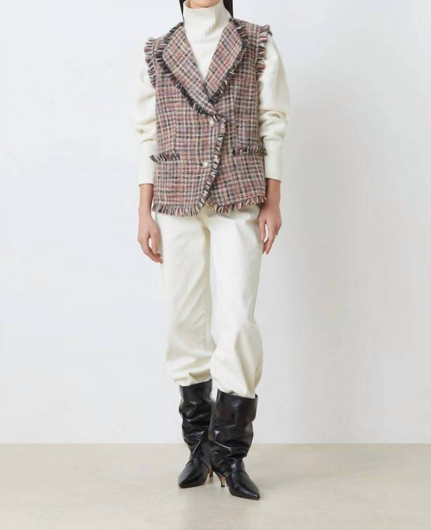 Suncoo - Divy Sleeveless Tweed Jacket Vest