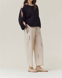 Grade & Gather - Open Tie Sleeves Gauze Top