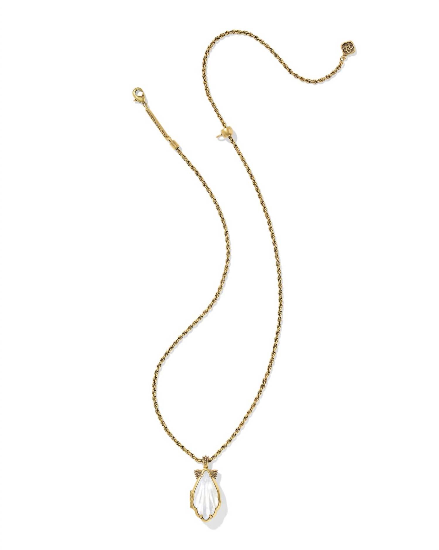 Kendra Scott Women's Alexa Locket Short Pendant Necklace in vintage gold - women's jewelry - alternate view