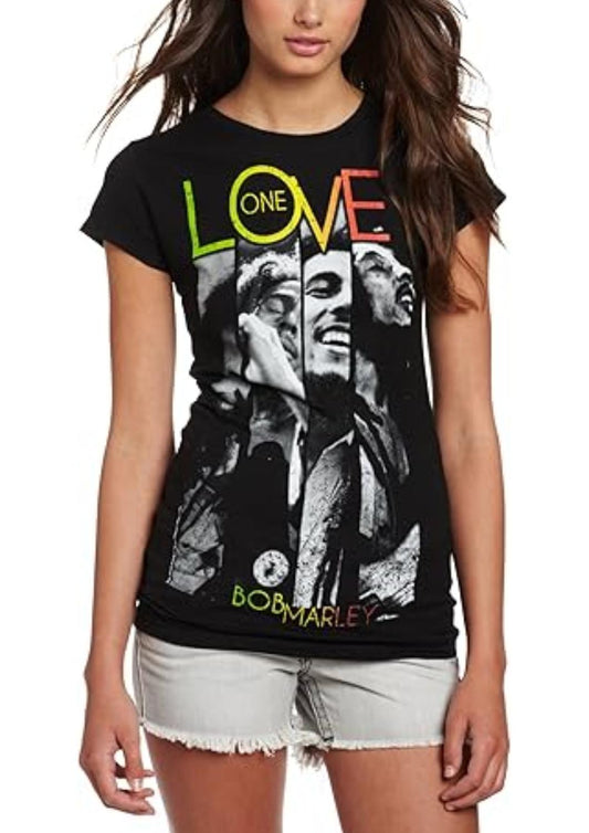 Bob Marley - One Love Stripes Juniors T Shirt