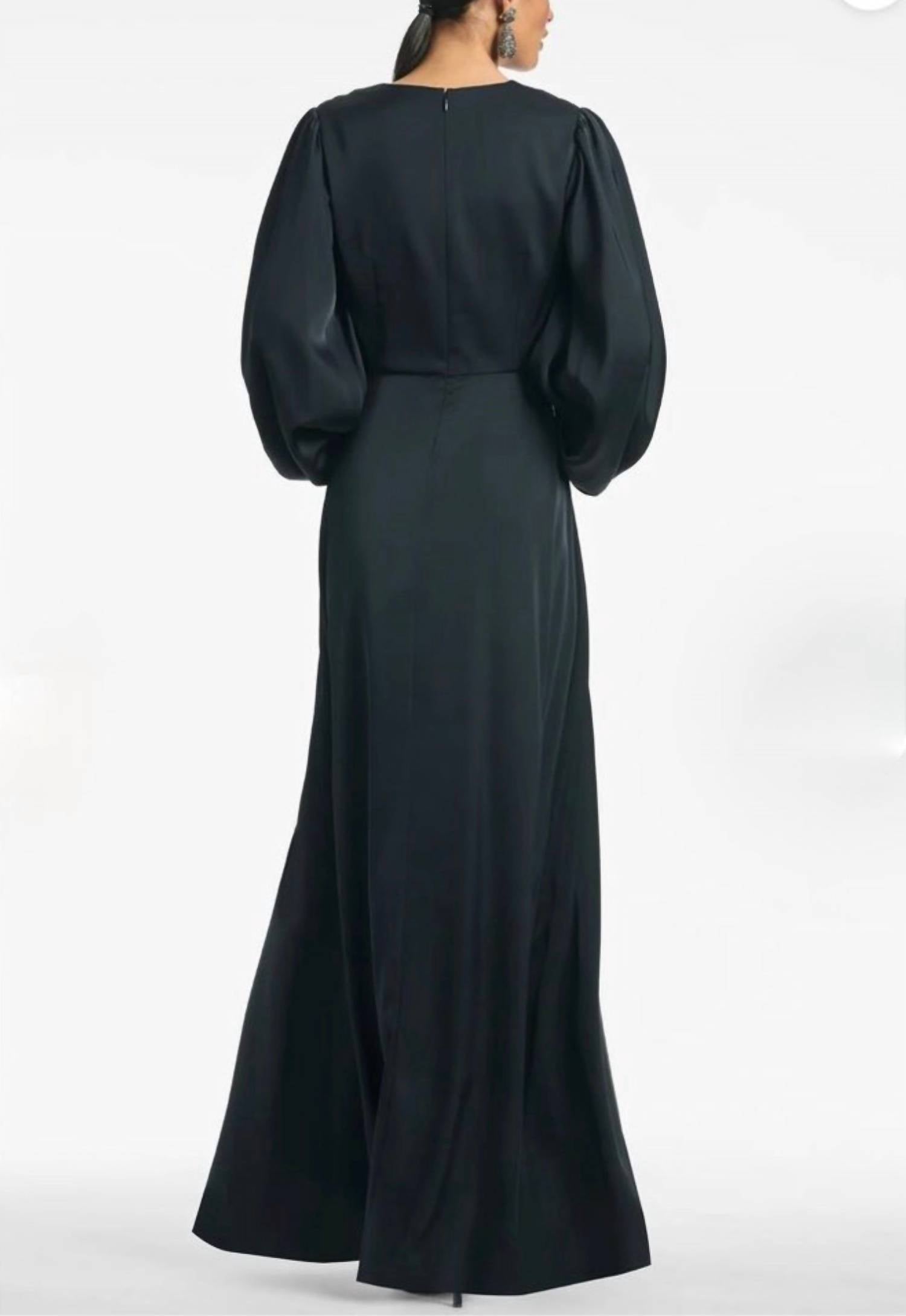 SACHIN & BABI Jenny Satin Crepe Gown in black - women's dress - detail view
