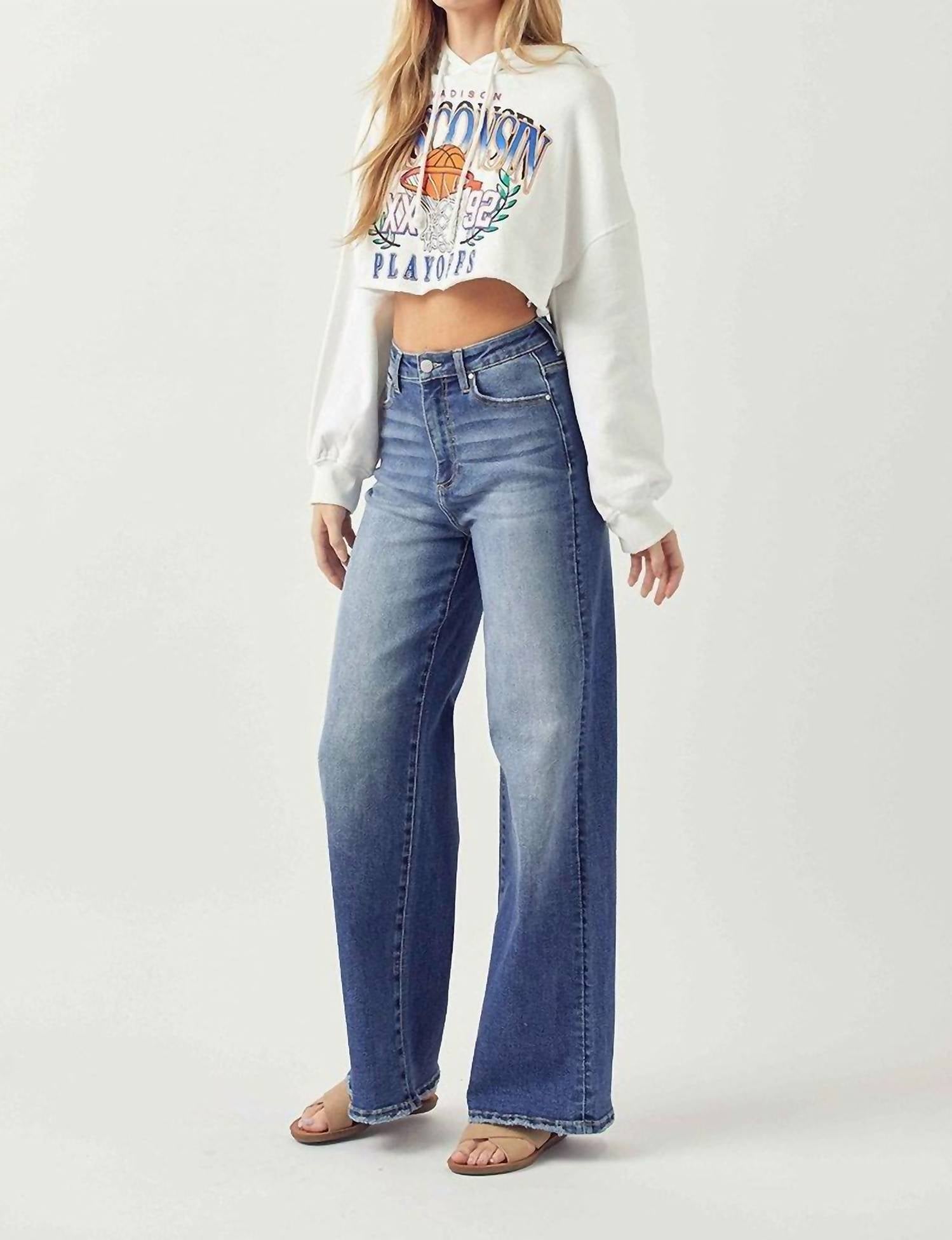 RISEN High-rise Wide Leg Jeans in dark blue - women's jeans - view 4