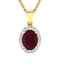 Diana M Jewels Women's Oval Natural Ruby Pendant Necklace (2.52 Ct) - Signature in 14k yellow gold - women's jewelry