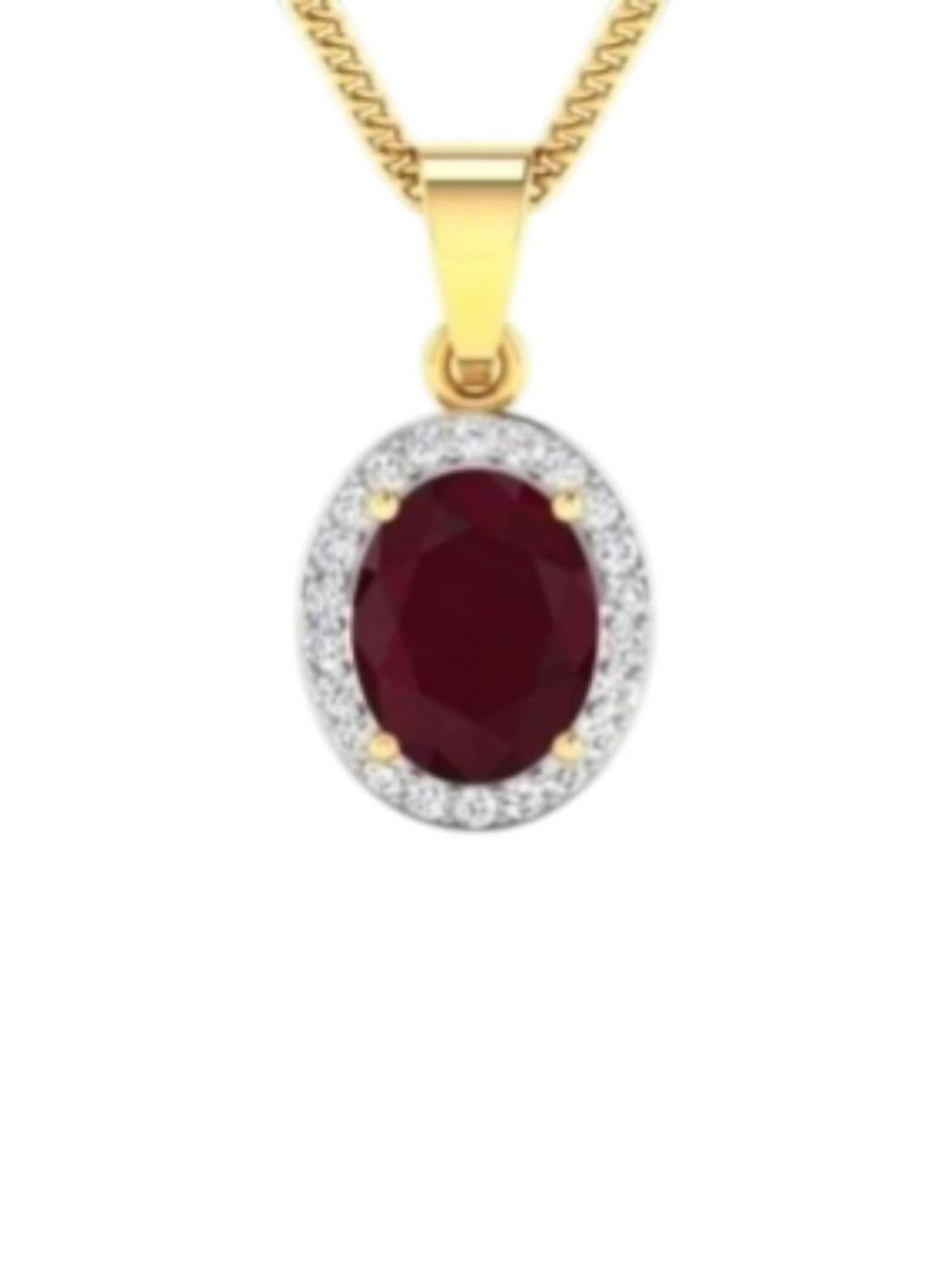 Diana M Jewels Women's Oval Natural Ruby Pendant Necklace (2.52 Ct) - Signature in 14k yellow gold - women's jewelry