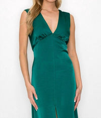 Ina Fashion - Satin V Back Twist Midi Dress