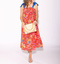 Tcec - Women's Summer Canvas Tie Straps Midi Dress