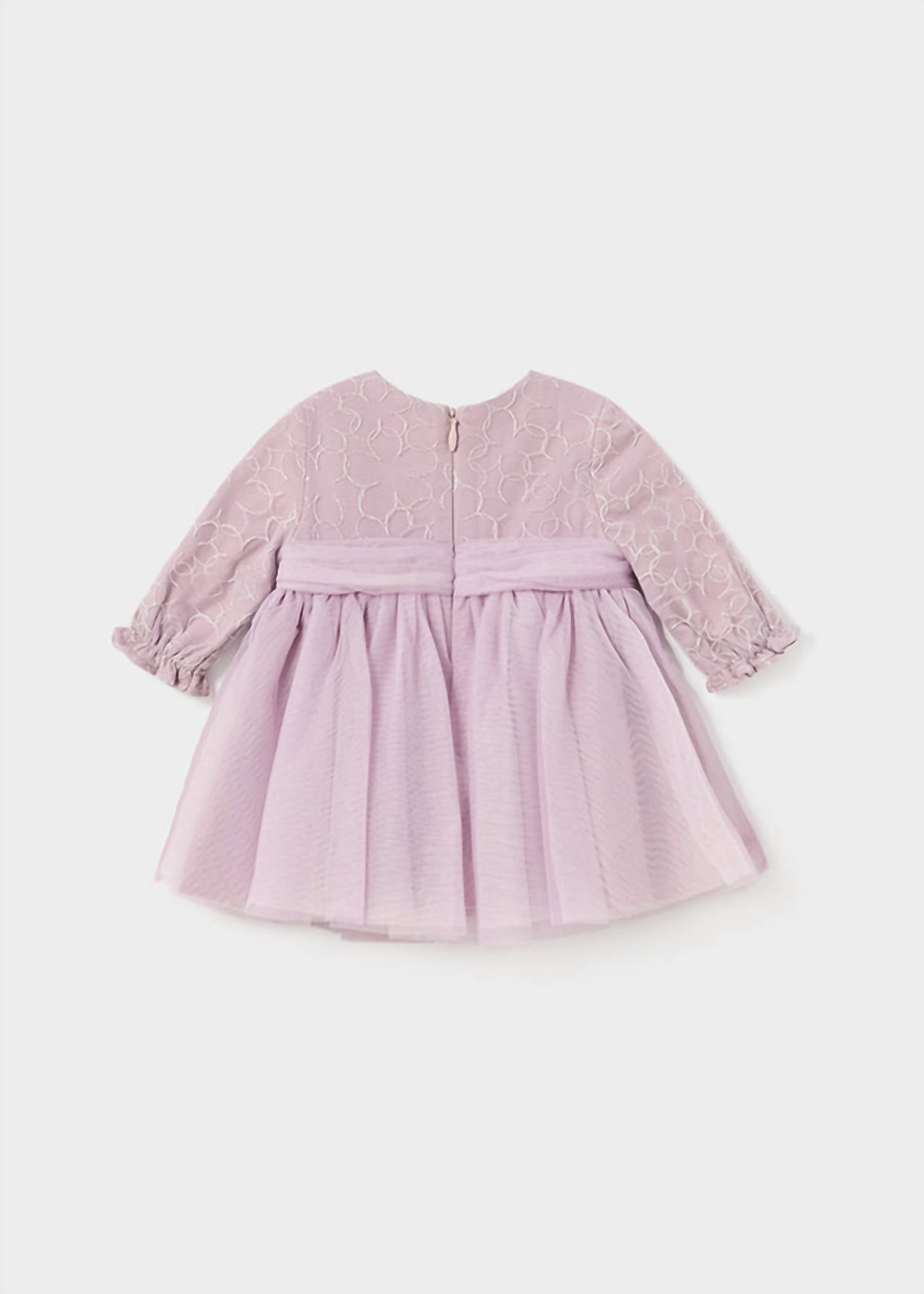 Mayoral - Kid's Lurex Embroidered Long Sleeve Tulle Dress