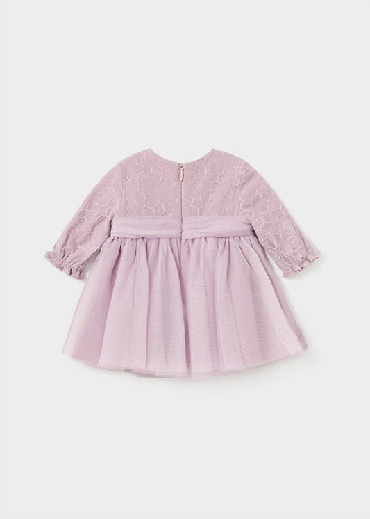 Mayoral - Kid's Lurex Embroidered Long Sleeve Tulle Dress