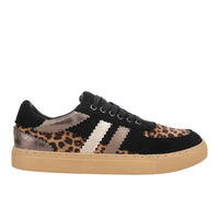 Hey Girl by Corkys Women's Rizz Leopard Lace Up Sneakers in black - women's sneaker
