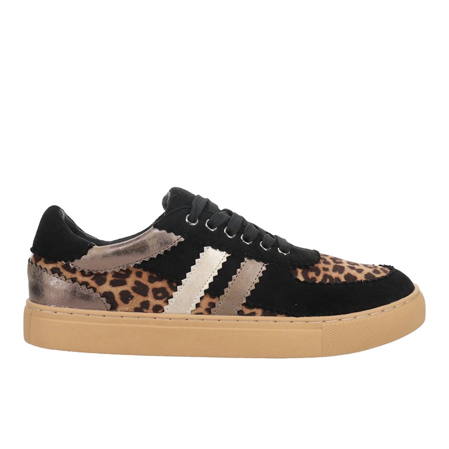 Hey Girl by Corkys Women's Rizz Leopard Lace Up Sneakers in black - women's sneaker