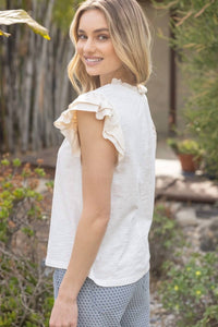 Voy - Ruffle Sleeve Knit Top