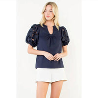 Thml - Eyelet Sleeve V-neck Top