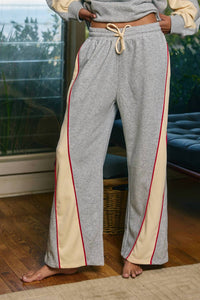 Bucketlist - Piping Details Color-block Wide-leg Sweat Pants