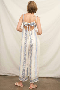 En Creme - Embroidered Jumpsuit With Tassel Shoulder Ties And Lurex Det