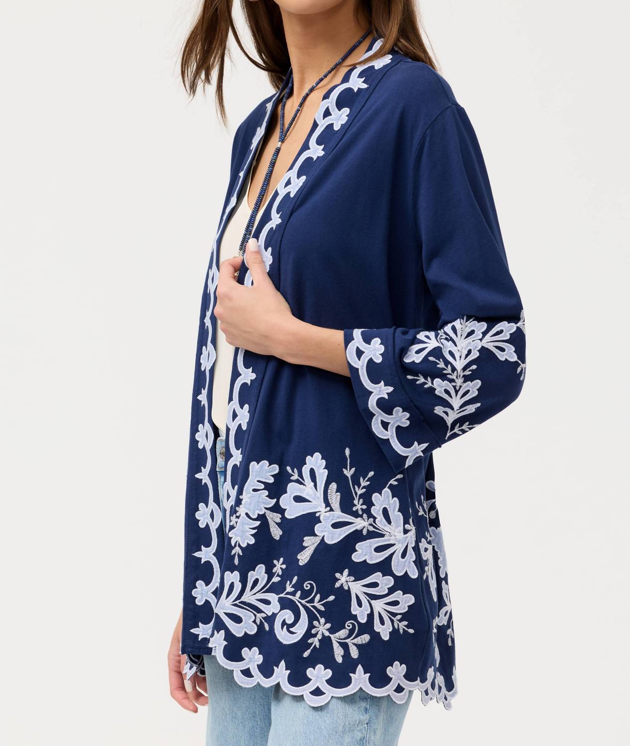 Johnny Was ADDELINE JERSEY KIMONO COAT in navy - women's jacket - alternate view