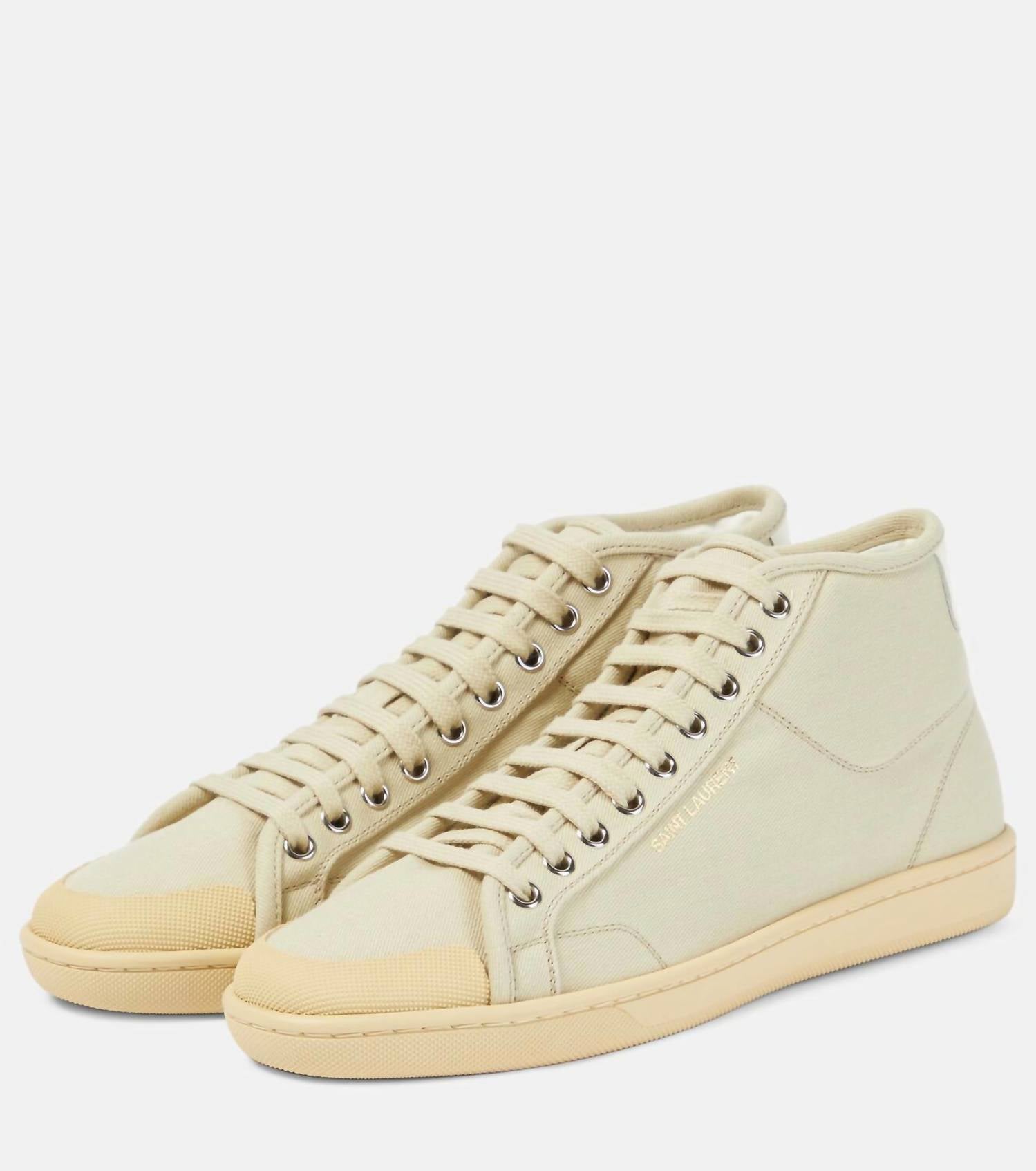 SAINT LAURENT Men's Court Classic Sl/39 Mid-top Sneakers in tan - men's sneaker - view 6
