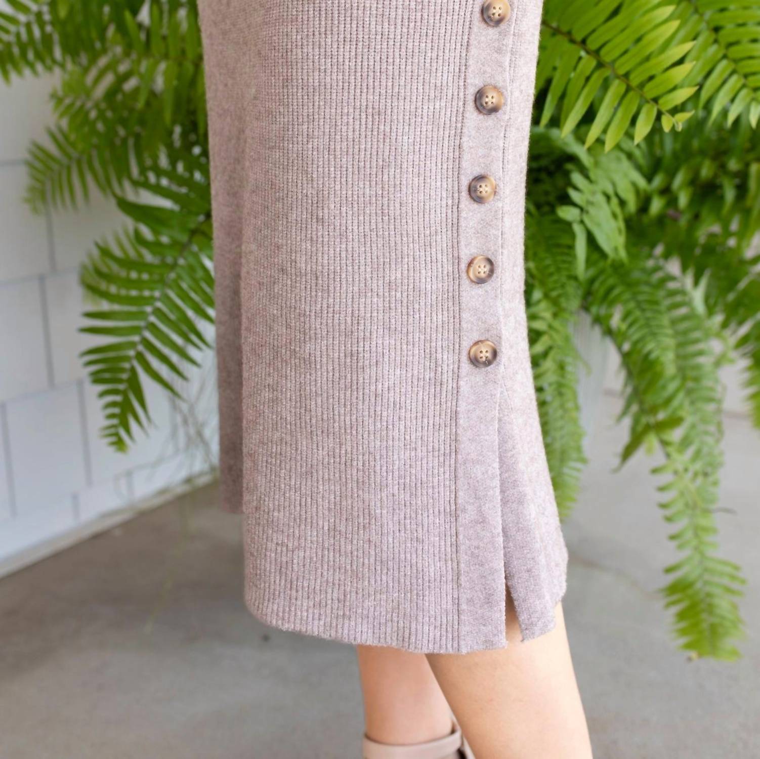 PINCH Knit Skirt With Buttons in oat - women's skirt - alternate view