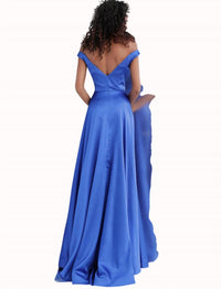 Jovani - Off The Shoulder High Slit Prom Dress
