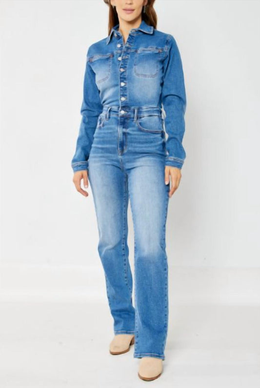 Judy Blue - High Waisted Long Sleeve Slim Jumpsuit