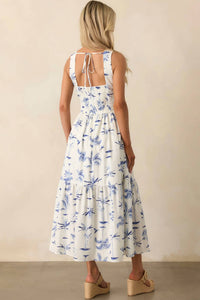 Dress Forum - Palm Tree Print Cut-out Maxi Dress