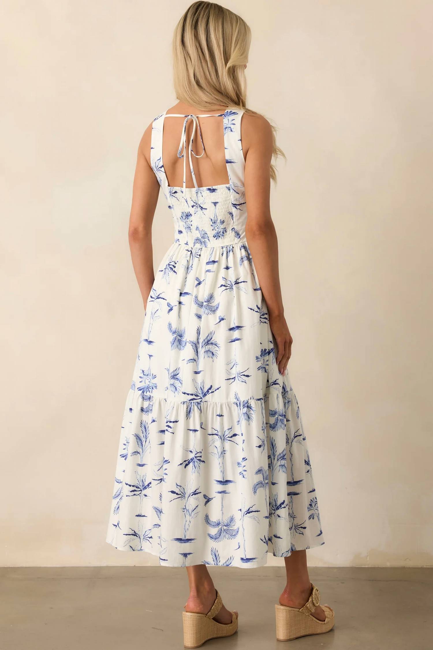 Dress Forum - Palm Tree Print Cut-out Maxi Dress