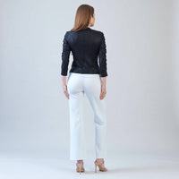 Clara Sun Woo - Liquid Leather Ruched Detail Jacket