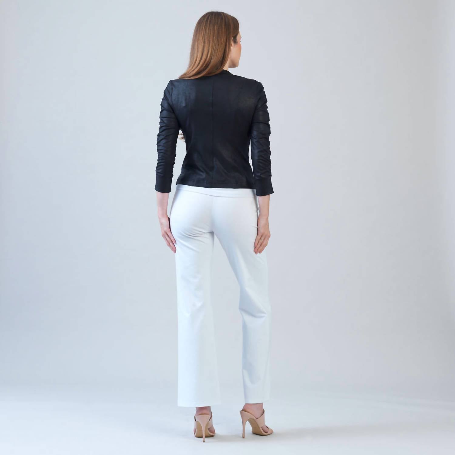 Clara Sun Woo - Liquid Leather Ruched Detail Jacket