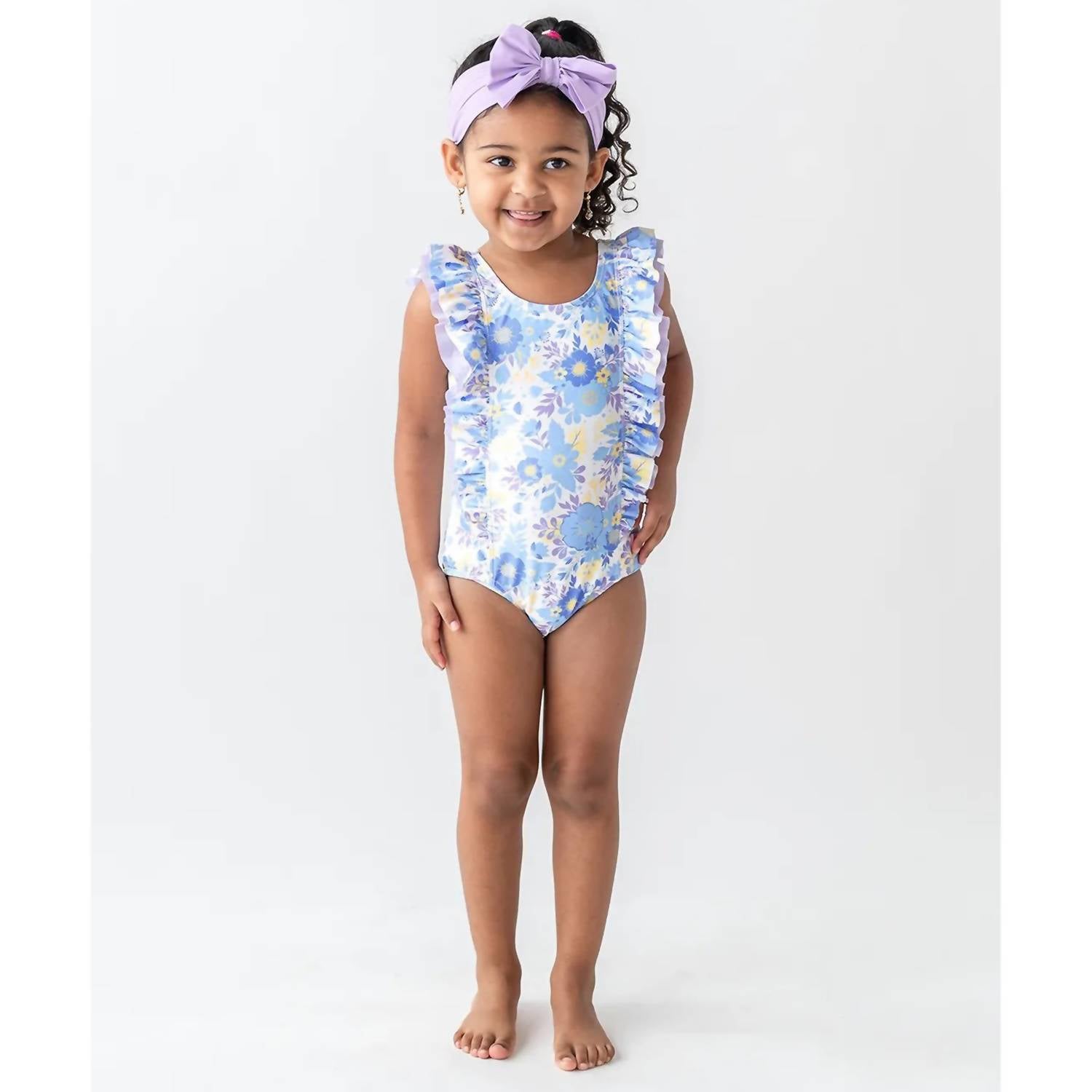 Rufflebutts - Toddler Pristine Blooms Ruffled One Piece Swimsuit