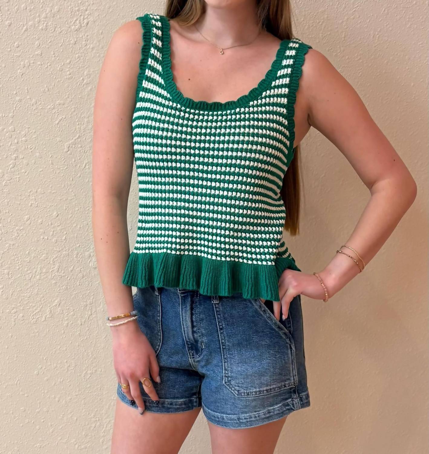 New In - Fiona Crochet Peplum Tank Top