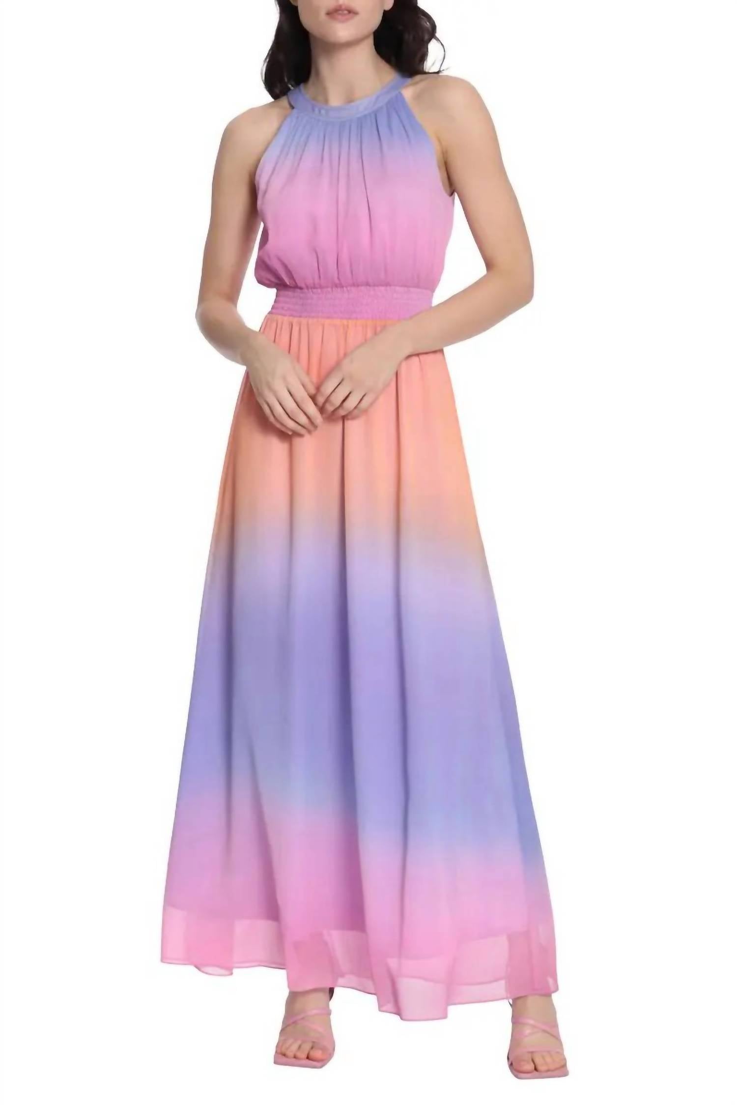 Donna Morgan - Halter Neck Sleeveless Long Chiffon Dress