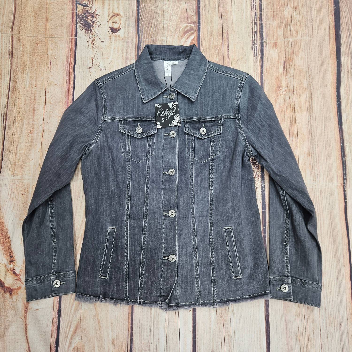 Ethyl Women's Long Sleeves Collar Jacket in denim - women's jacket