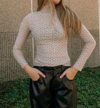 Skies Are Blue - Studs And The City Mesh Turtleneck Top