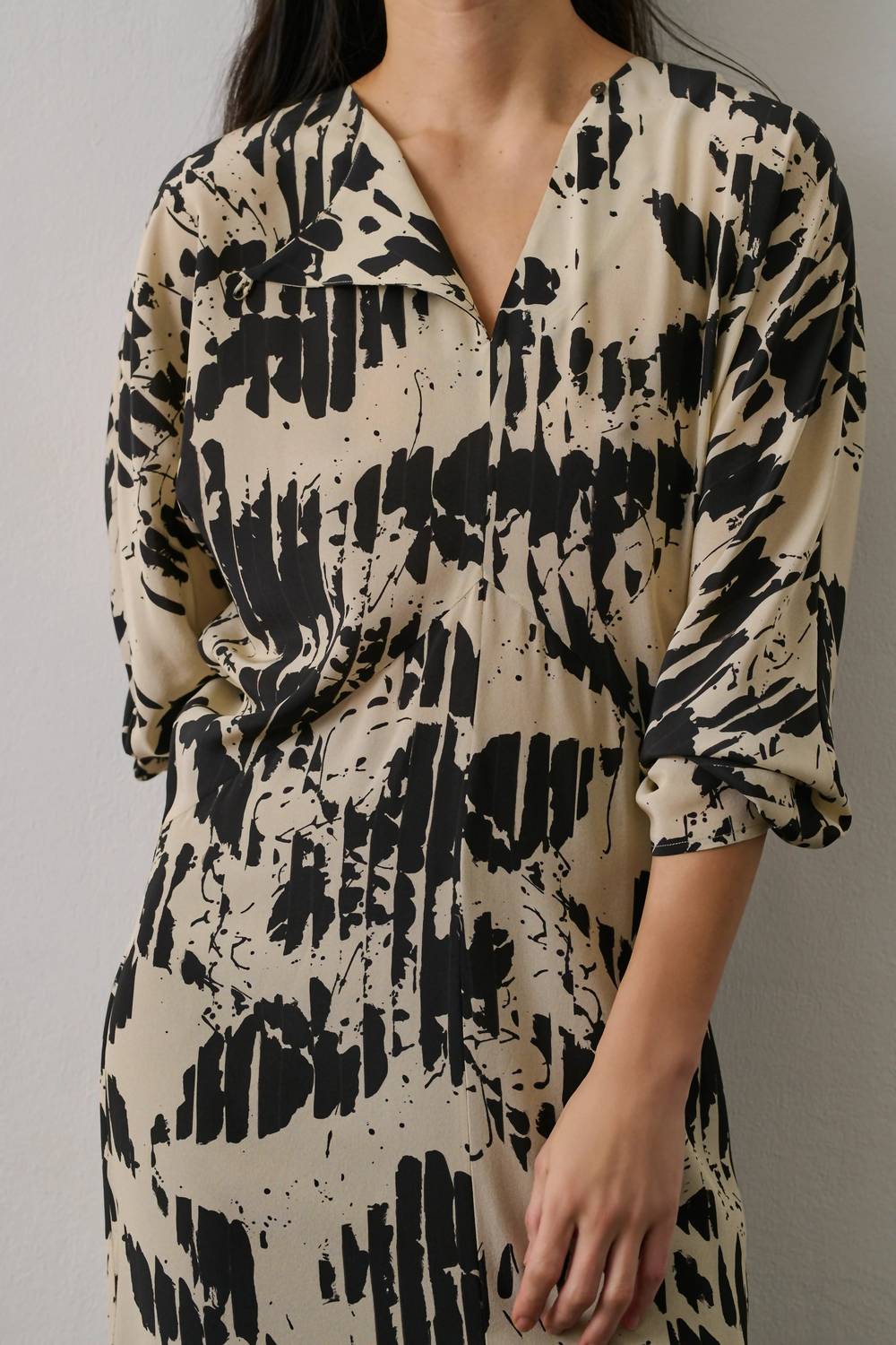 soeur Francine Midi Dress in pale yellow black - women's dress - alternate view