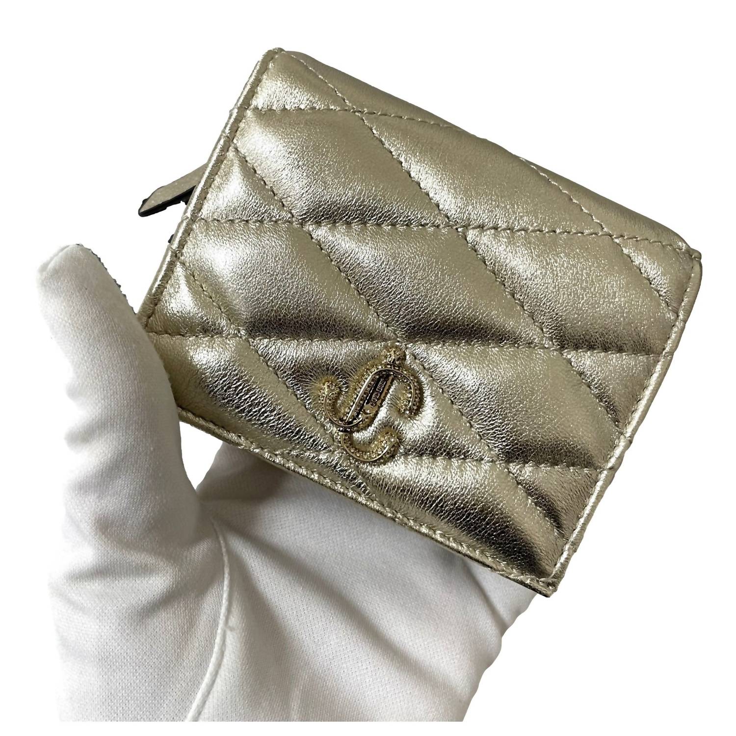 Jimmy Choo - Women's Farone Metallic Leather Card Case Wallet
