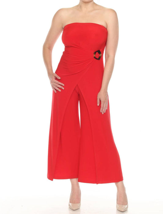 Joseph Ribkoff - Strapless Wrap Front Cropped Jumpsuit