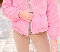 J.Nna - Corduroy Long Sleeve Puffer Jacket