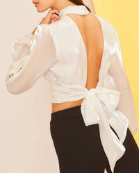 Mainstrip - Elise Backless Cropped Sleeve Blouse