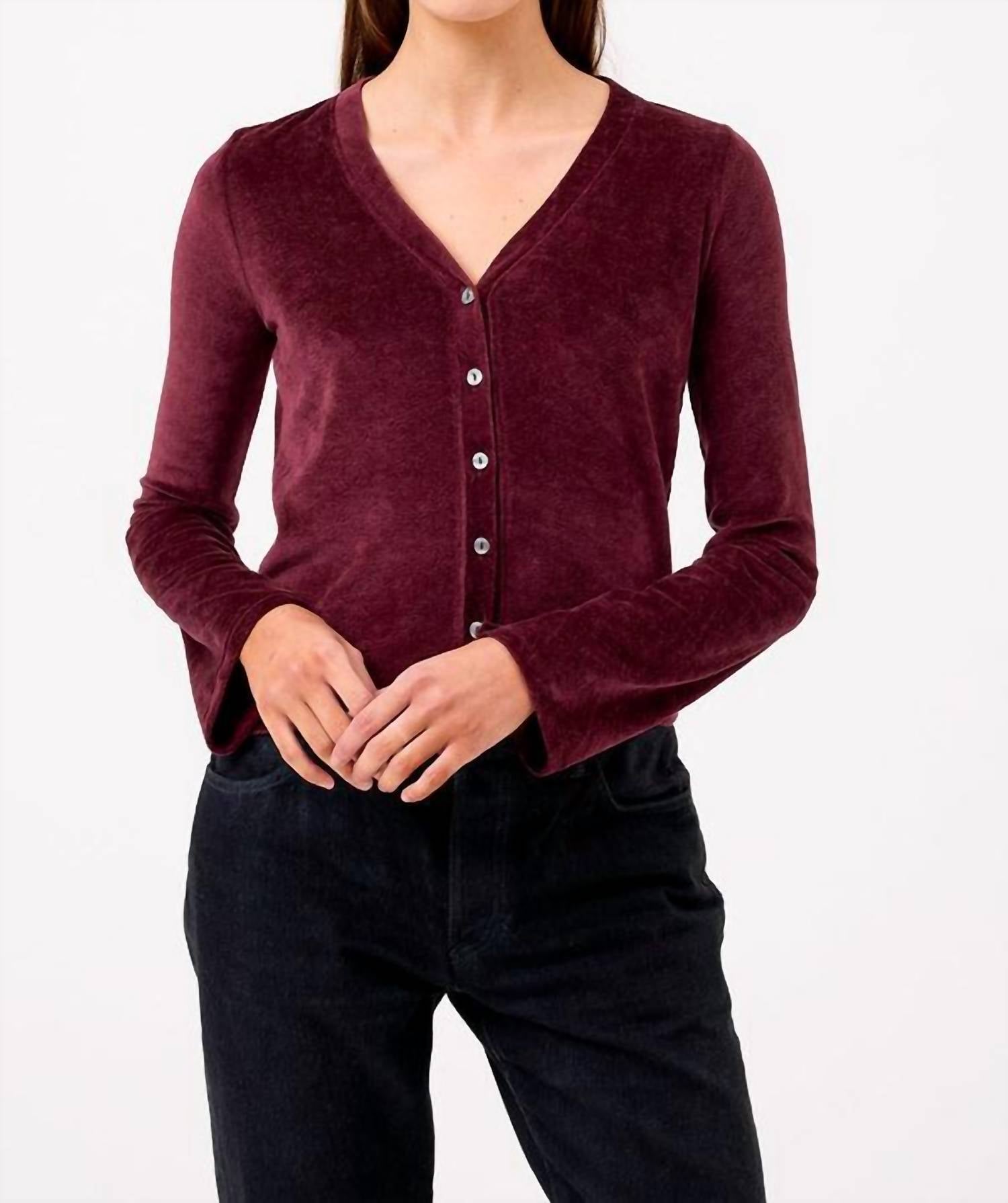 Goldie - BELL SLEEVE VELOUR CARDIGAN