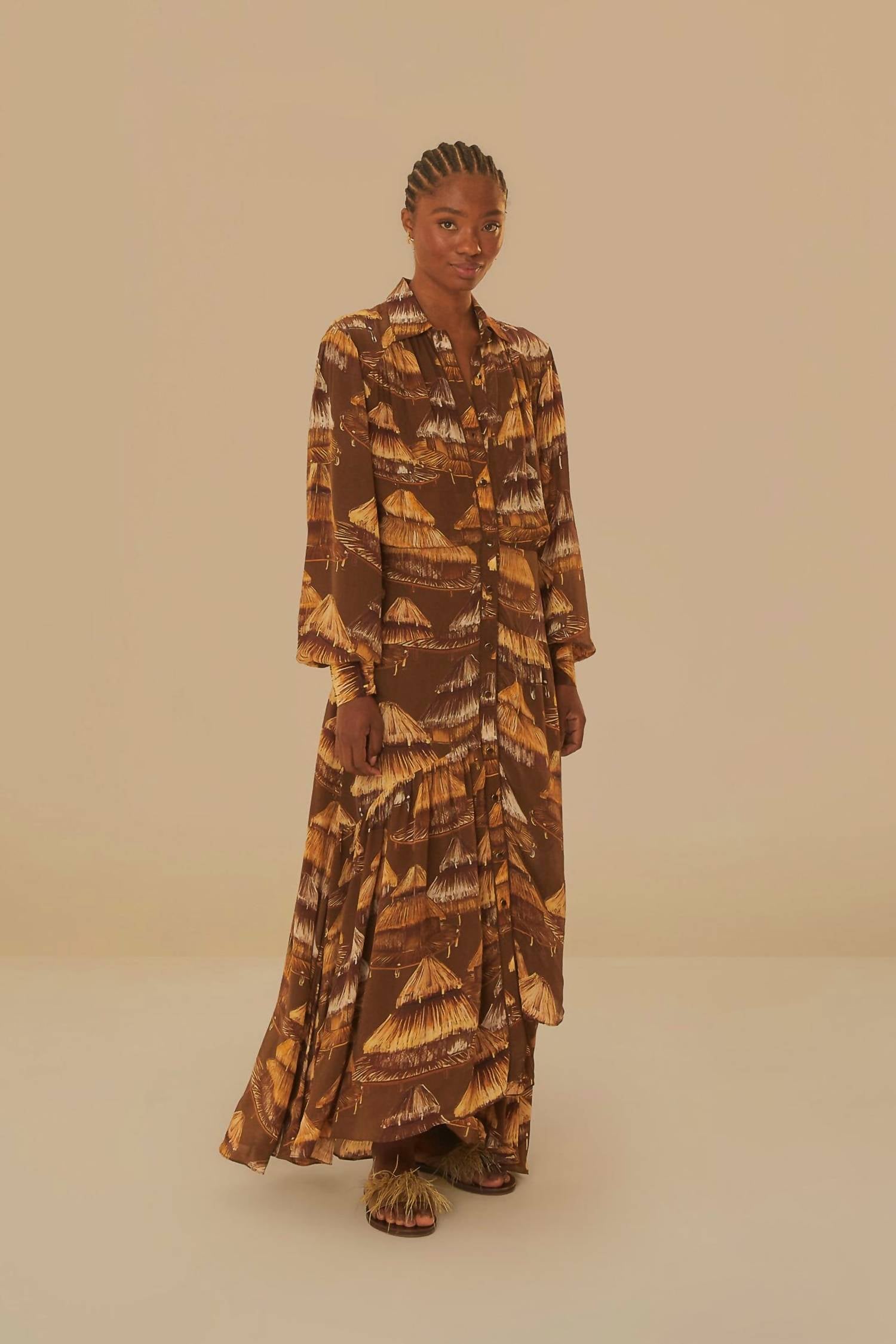 Farm Rio - Long Sleeve Midi Dress