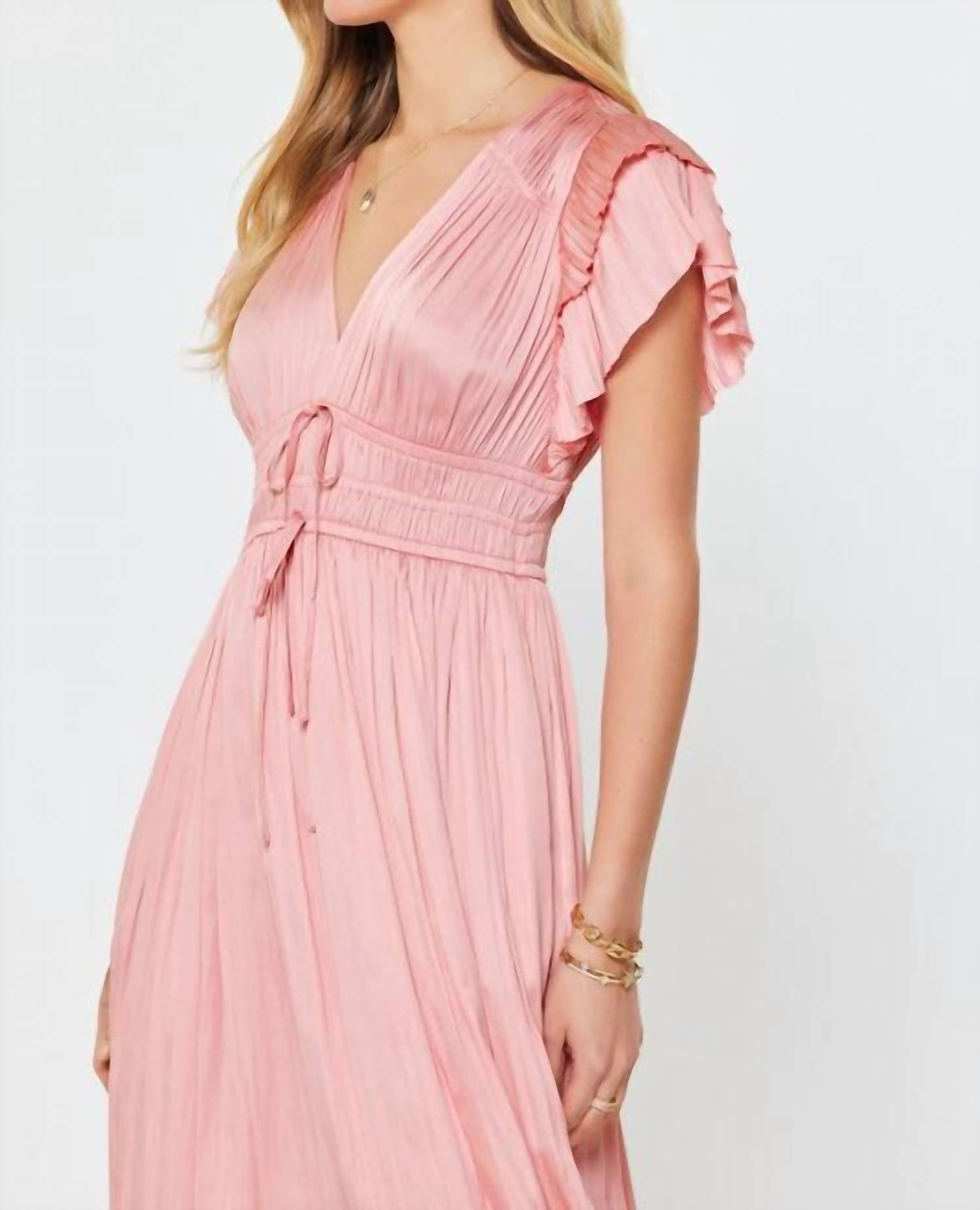 Current Air - Boardwalk Pink Pleated Midi Dress