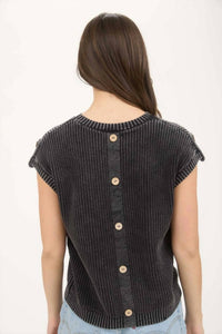 Blu Pepper - Washed Knit Short Sleeve Pullover Sweater