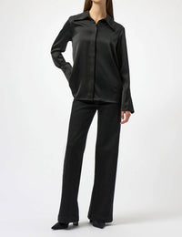 Joseph Ribkoff Satin Button-front Blouse With Embellished Collar in black - women's blouse - alternate view
