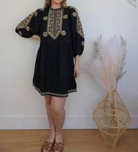 NIBI MTK Scout Mini Dress in black embroidered - women's dress - alternate view