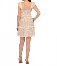 Adrianna Papell - Lace Embroidery Flutter Dress