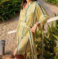Verandah - Kimono Silk Shirt Midi Dress